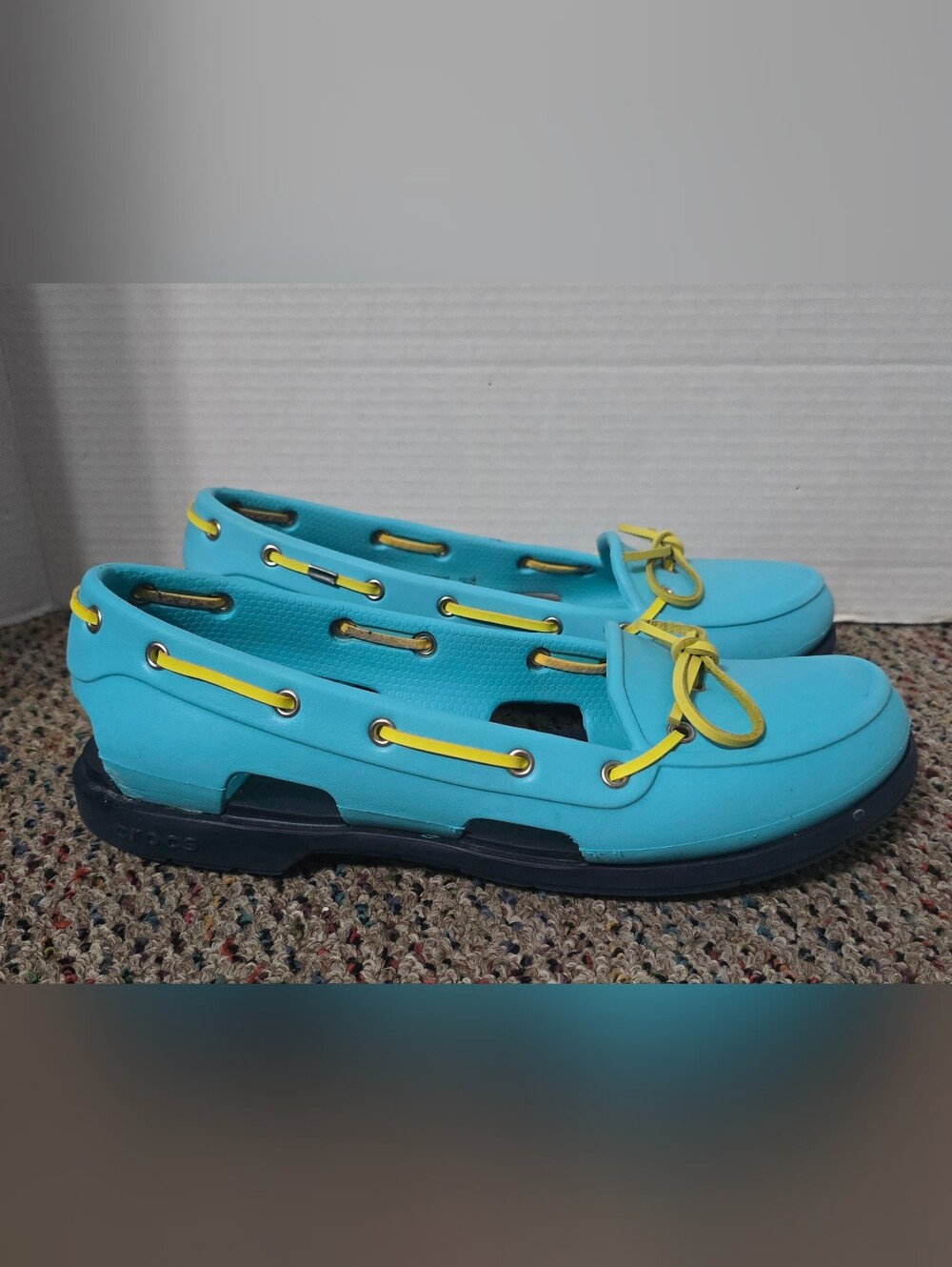 Crocs Boat Shoes Sandals # 14261 Women's 11 Blue Yellow